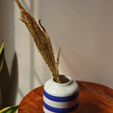 Striped Blue Vase Handmade Ceramic 