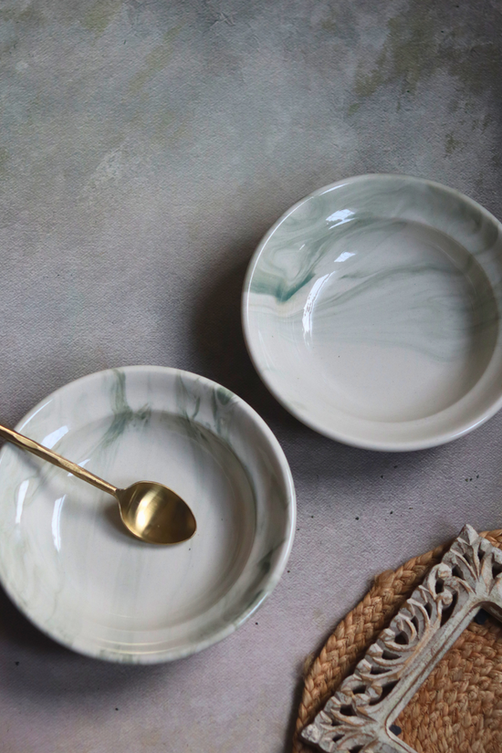 Two handmade ceramic pasta plates 