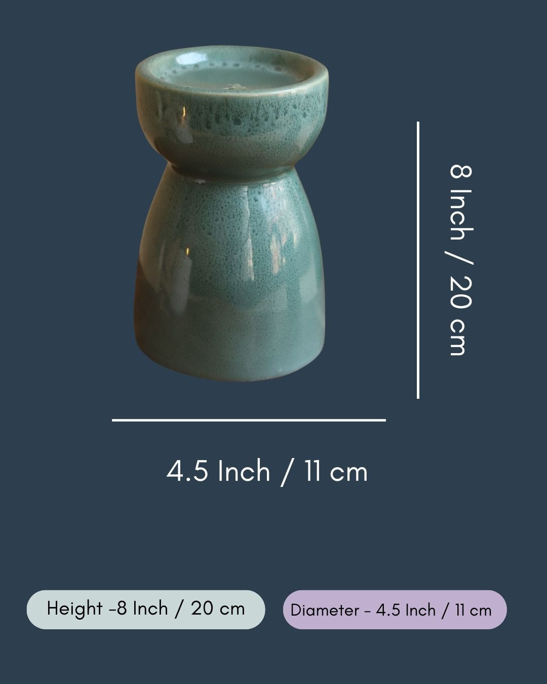 Green Pillar Candle Holder - Large