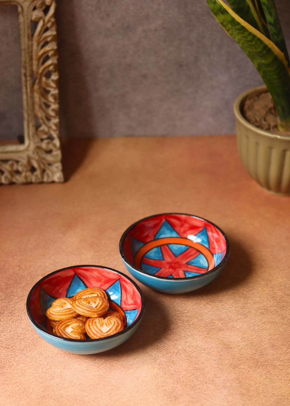 Handmade bowl with biscuits