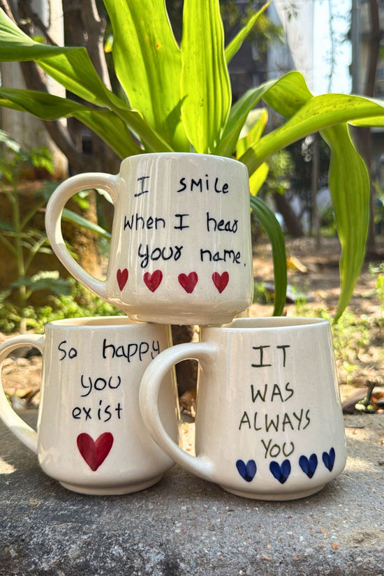 Set of 3 - Couple Coffee Mugs combo made by ceramic