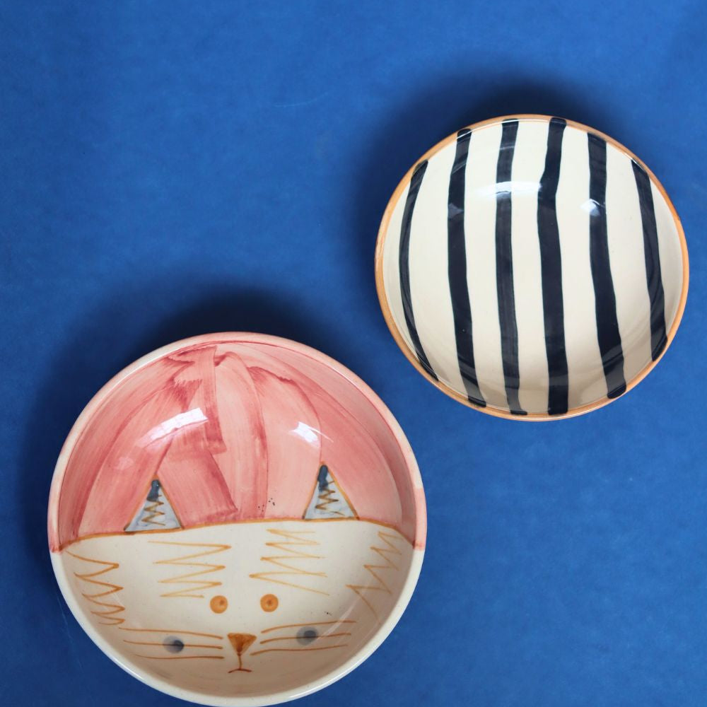 handmade Set of 2 - Zebra & Bunny Cereal Bowl