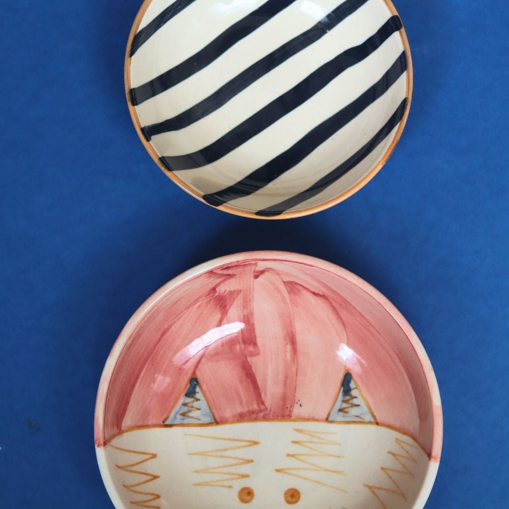 Set of 2 - Zebra & Bunny Cereal Bowl made by ceramic