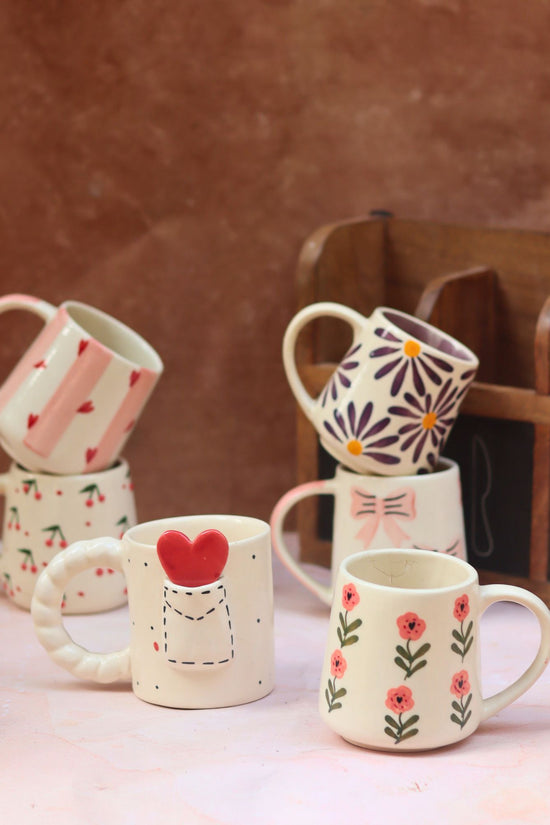 Set of 6 Blooming Hearts Mugs (for the price of 5) with premium quality material