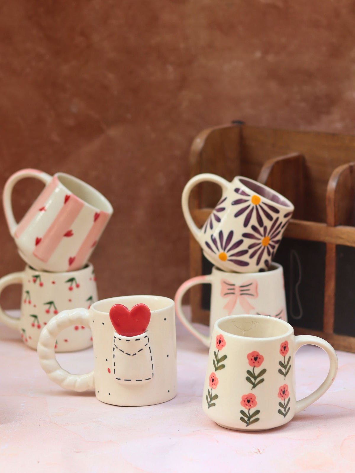 Set of 6 Blooming Hearts Mugs (for the price of 5) with premium quality material