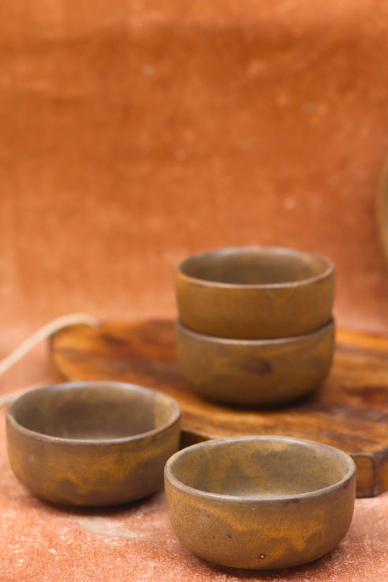 Set of 4 -  Woody Brown Katori with premium quality material