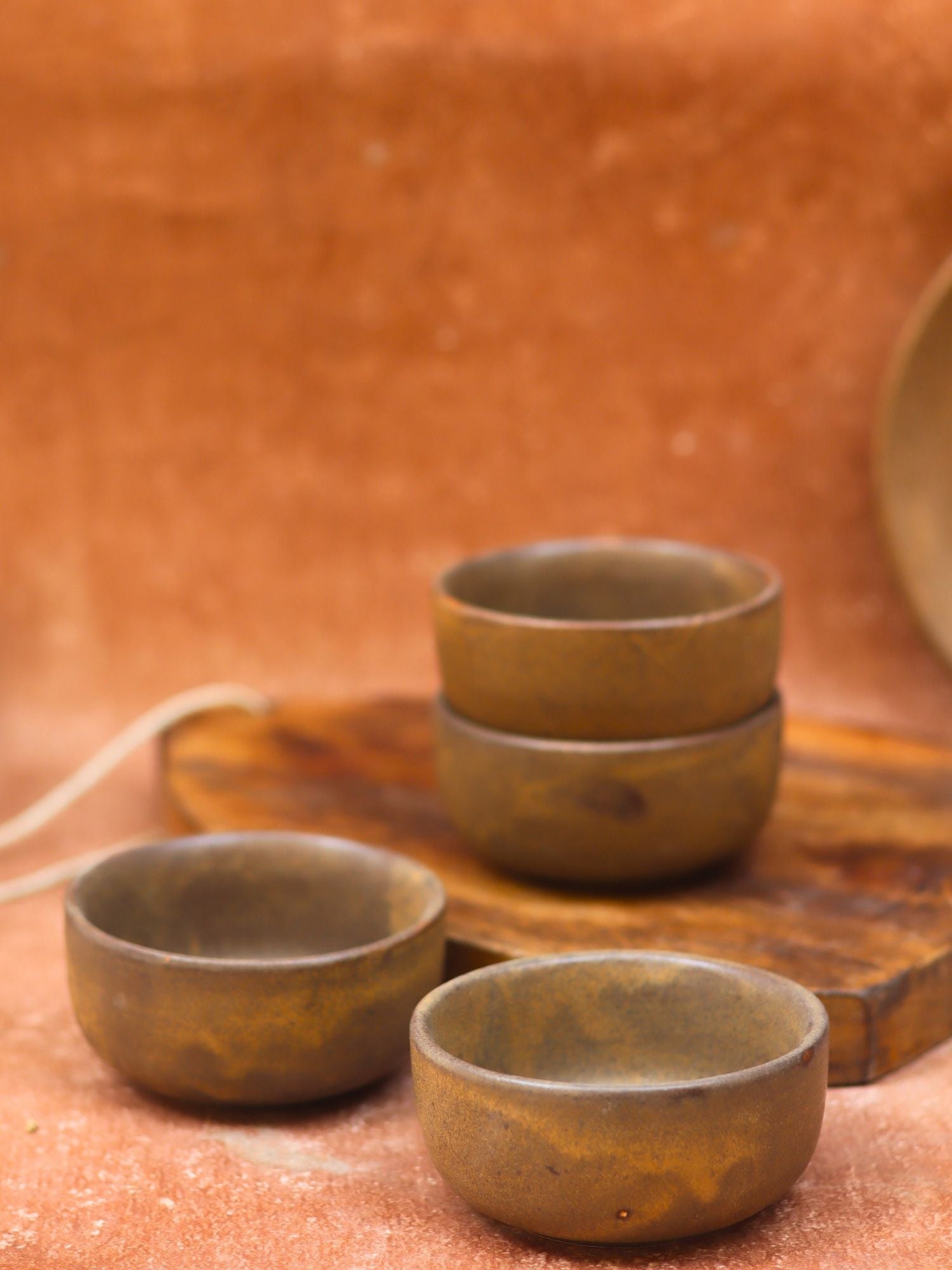 Set of 4 -  Woody Brown Katori with premium quality material