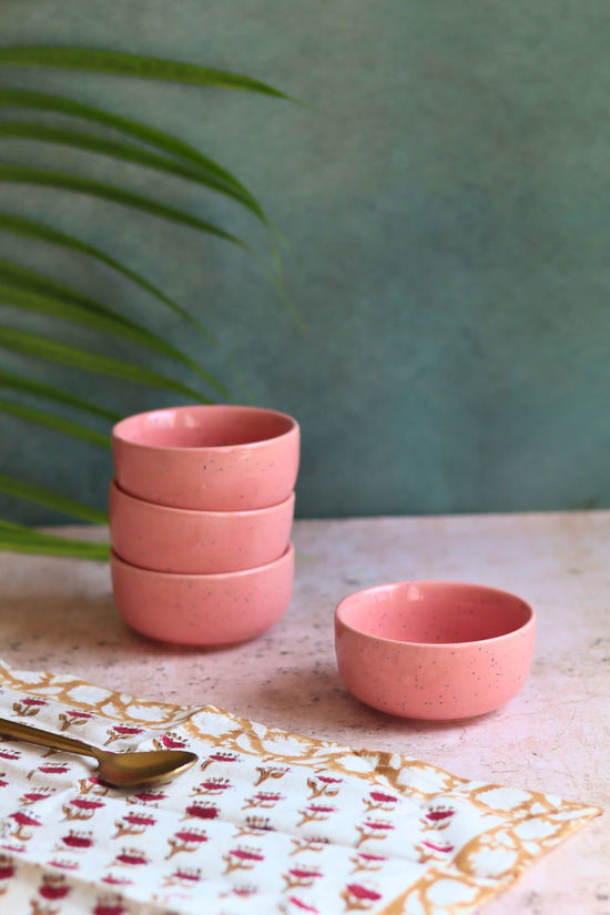 Set of 4 - Rosy Pink Katori made by ceramic