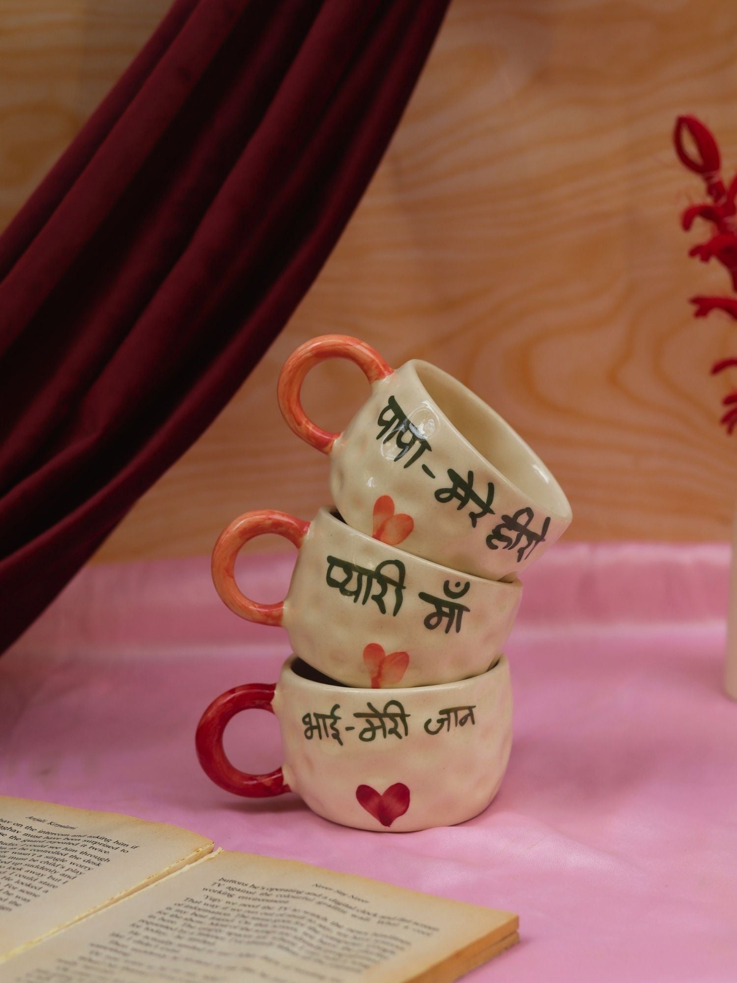 Mum, Papa, Bhai mug combo dishwasher safe