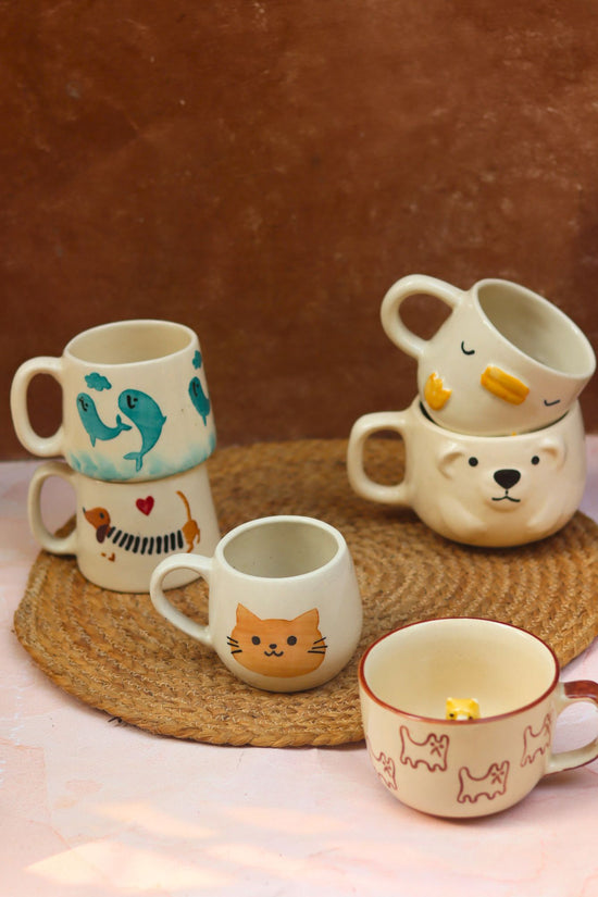 Set of 6 Tea Time Treat Mugs (for the price of 5) made by ceramic