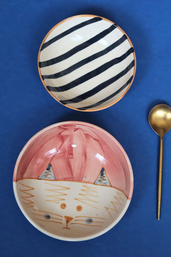 Set of 2 - Zebra & Bunny Cereal Bowl handmade in India