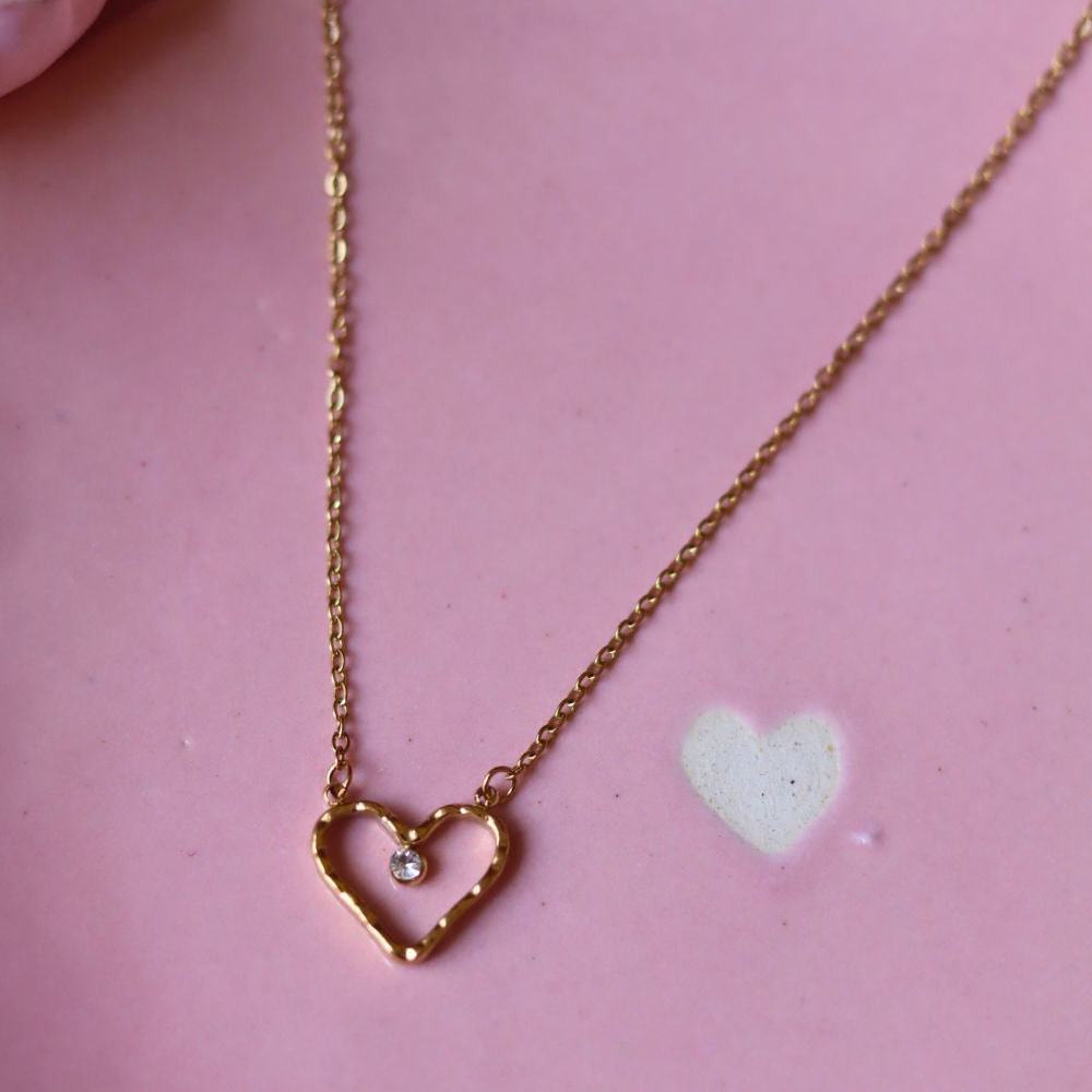Anti tarnish Heartstone Necklace