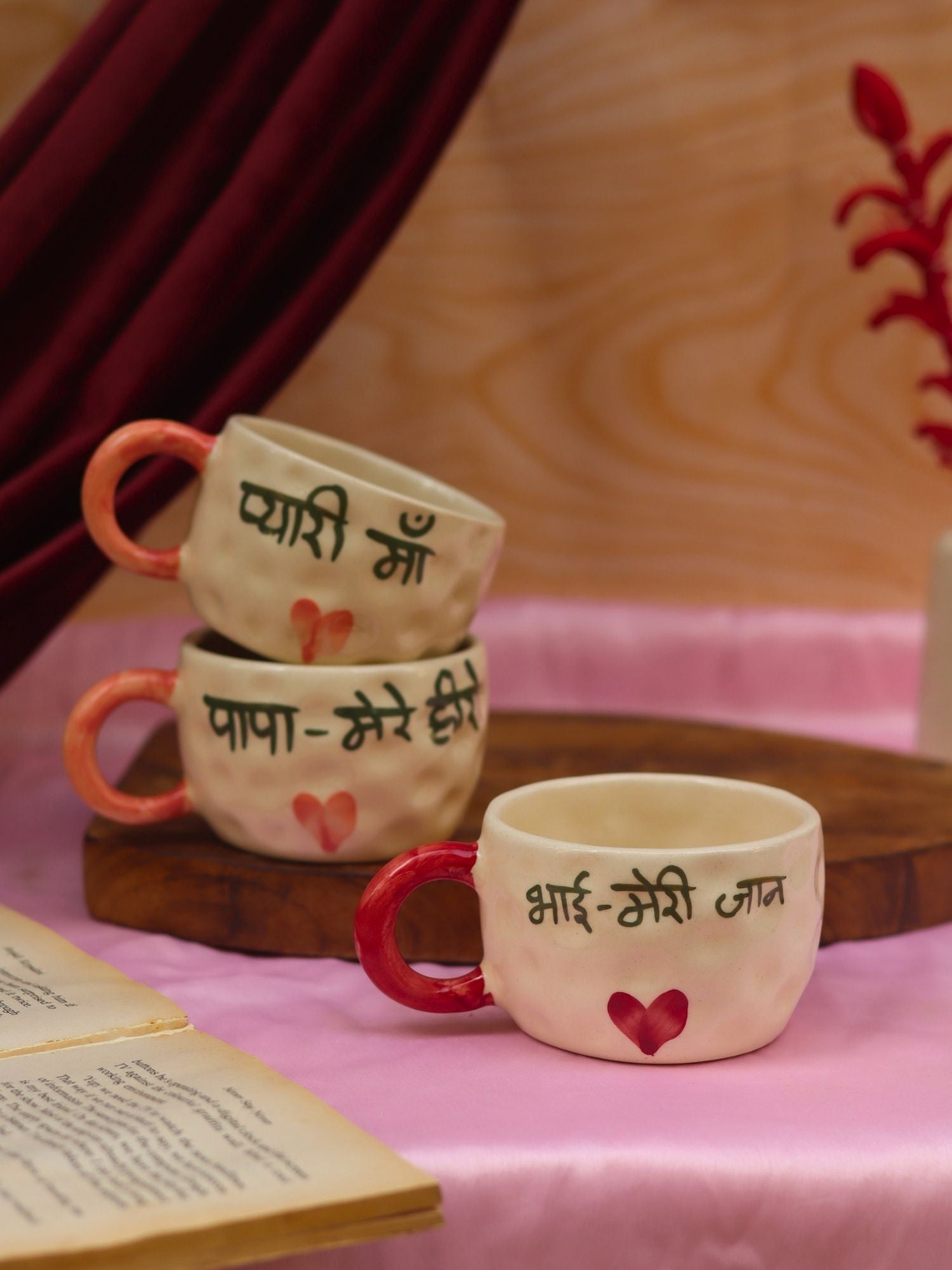 Mum, Papa, Bhai mug combo microwave safe