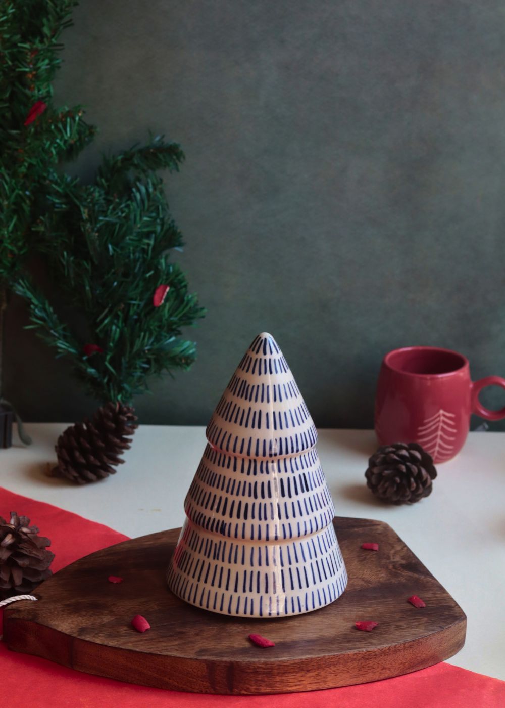 Blue Lined Christmas Tree made by ceramic