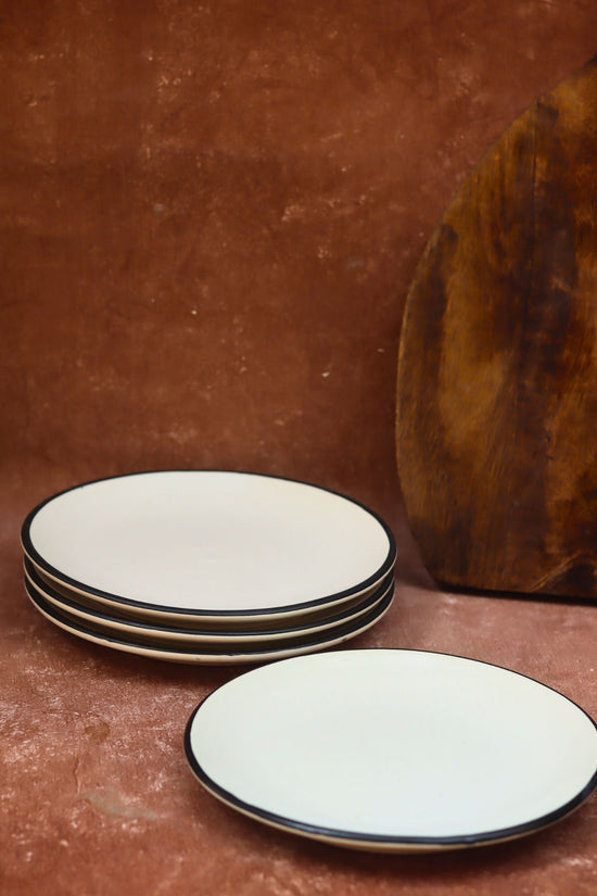 Set of 4 - Basic White Dinner Plate handmade in India