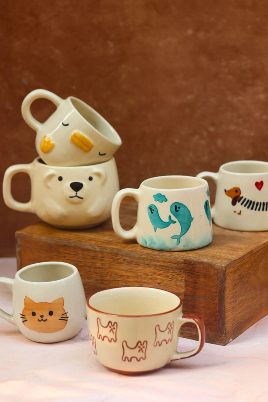 handmade Set of 6 Tea Time Treat Mugs (for the price of 5)