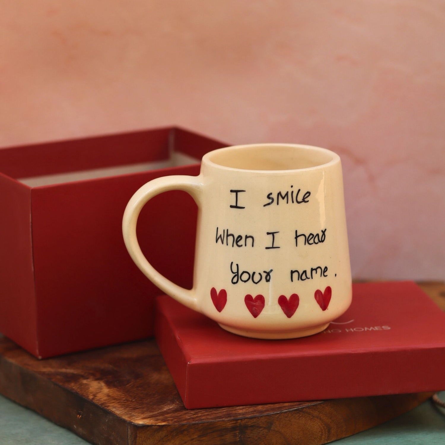 I Smile When I heart your name mug in a Gift Box made by ceramic