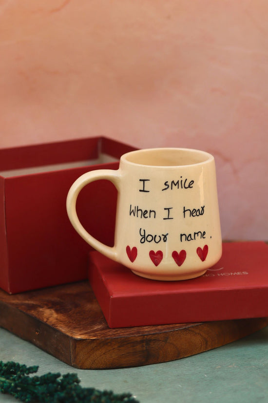 I Smile When I heart your name mug in a Gift Box made by ceramic