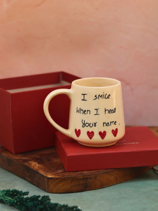 I Smile When I heart your name mug in a Gift Box made by ceramic