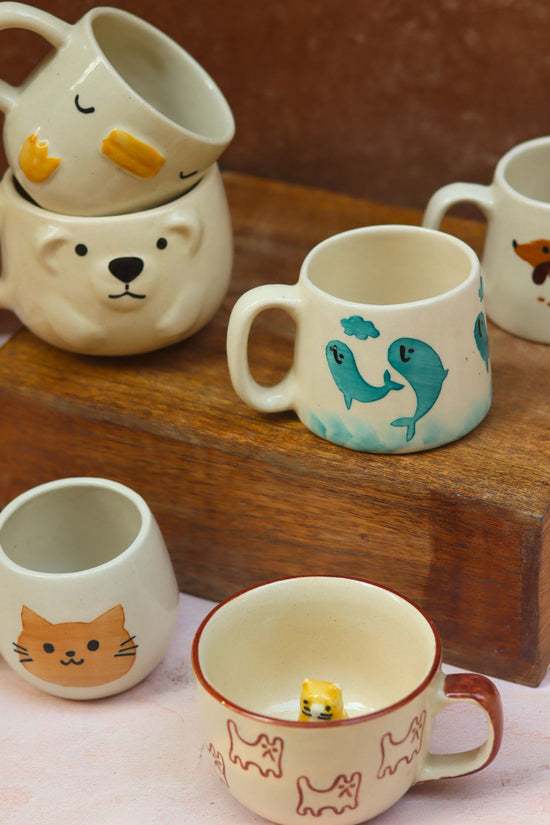 Set of 6 Tea Time Treat Mugs (for the price of 5) handmade in India