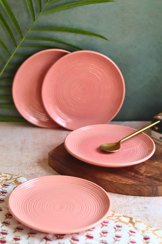 Set of 4 - Rosy Pink Quarter Plate handmade in India