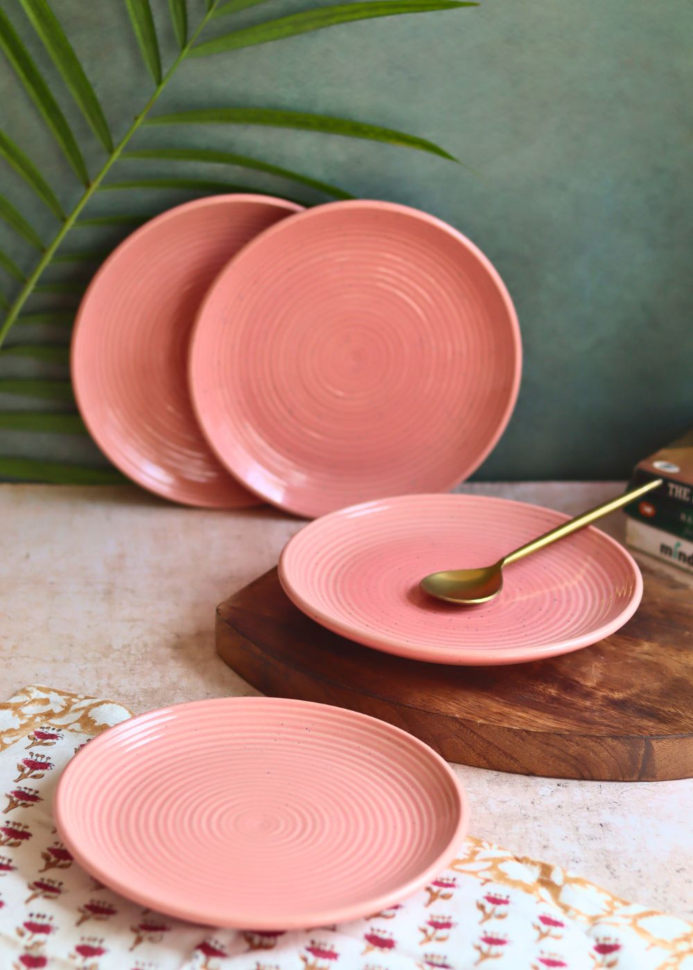 Set of 4 - Rosy Pink Quarter Plate handmade in India