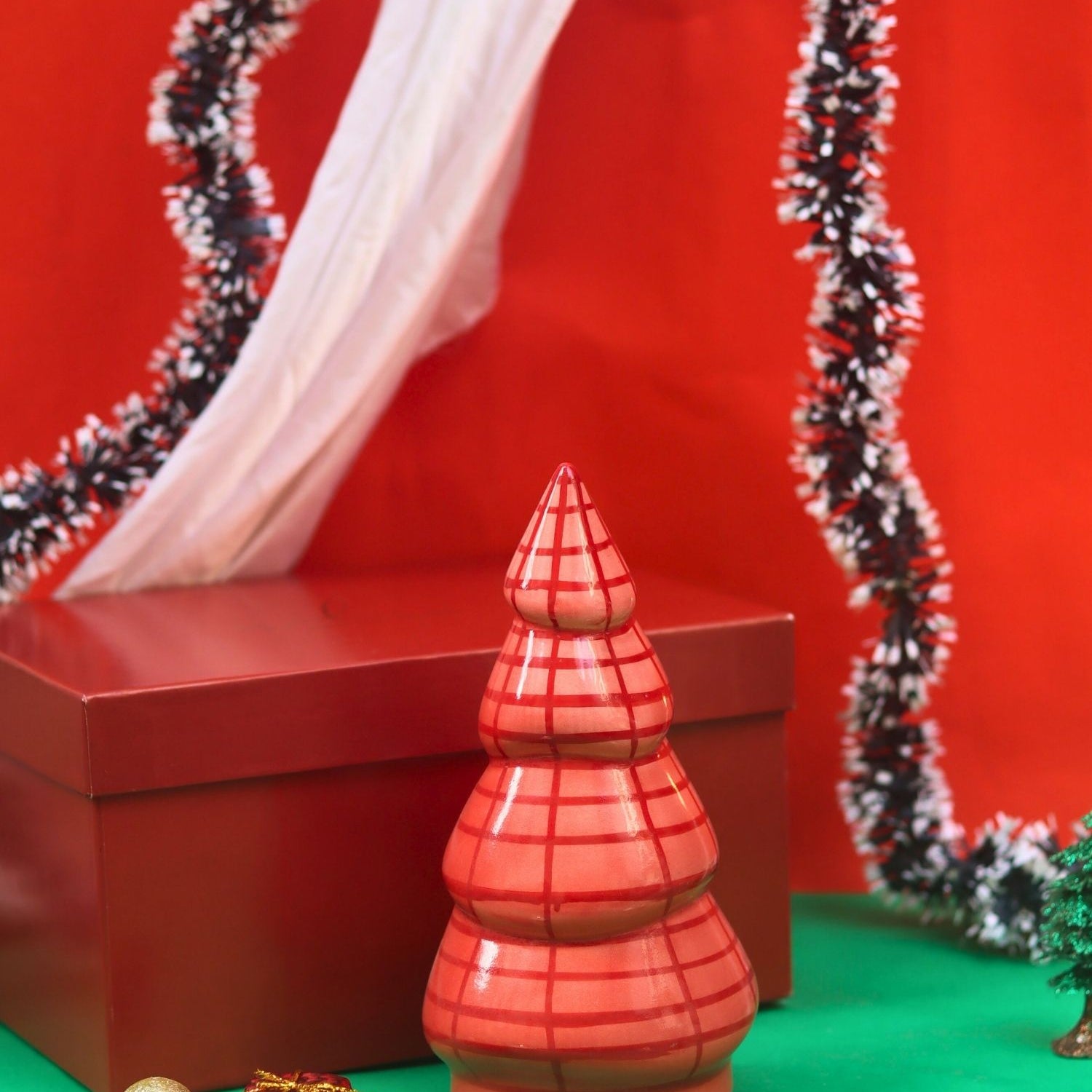 Blush Pink Christmas tree in a Gift Box made by ceramic