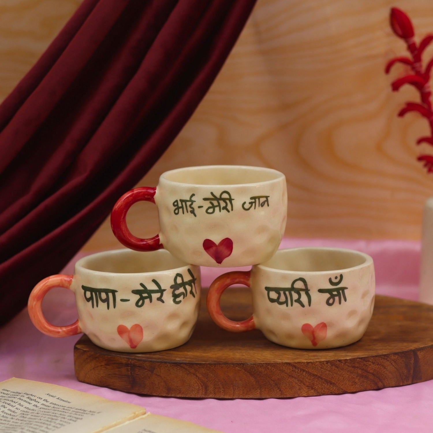 lead free Mum, Papa, Bhai mug combo