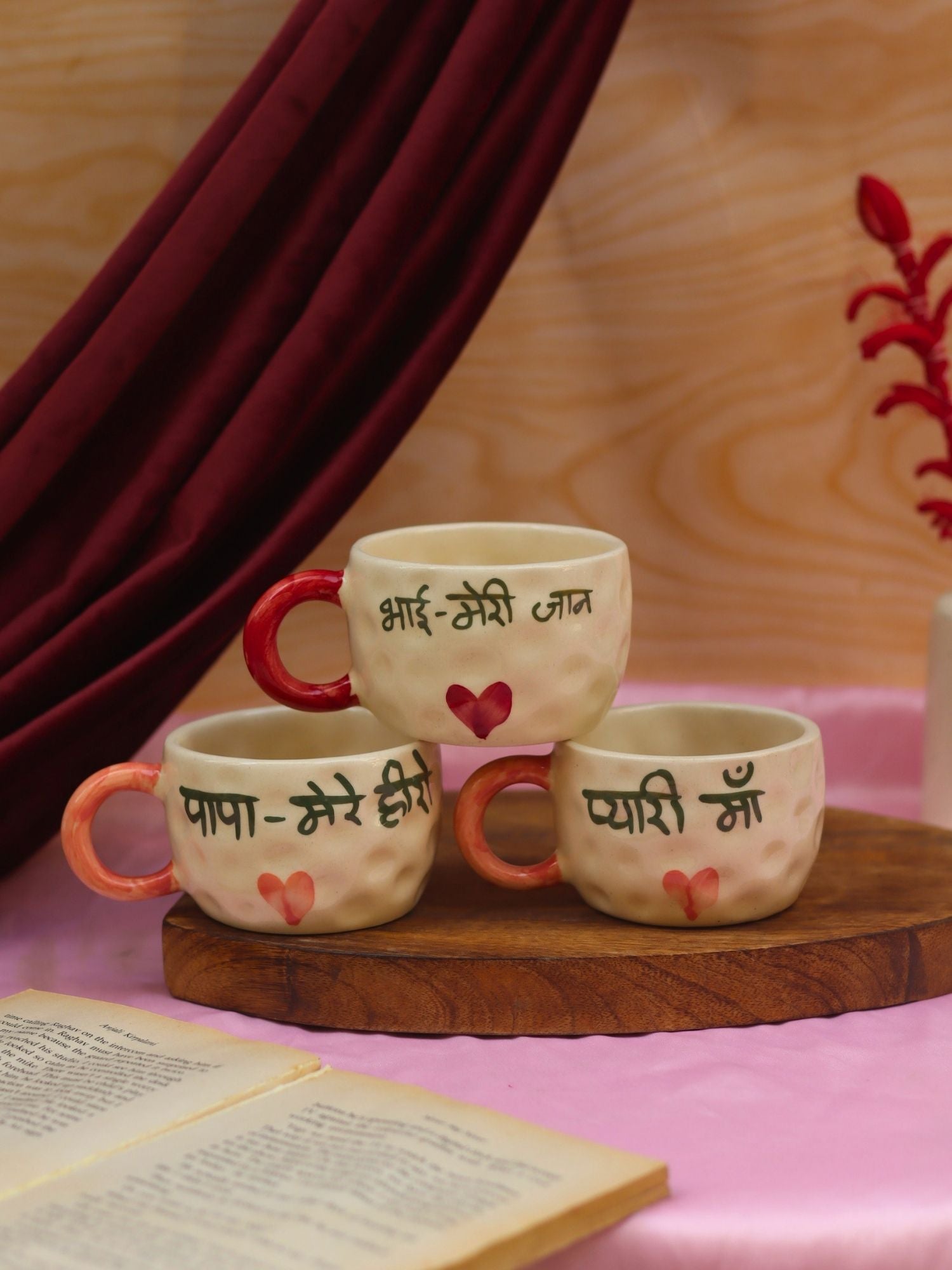 lead free Mum, Papa, Bhai mug combo