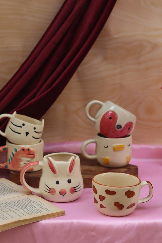 Handmade Set of 6 Animal Delight Mugs (for the price of 5)