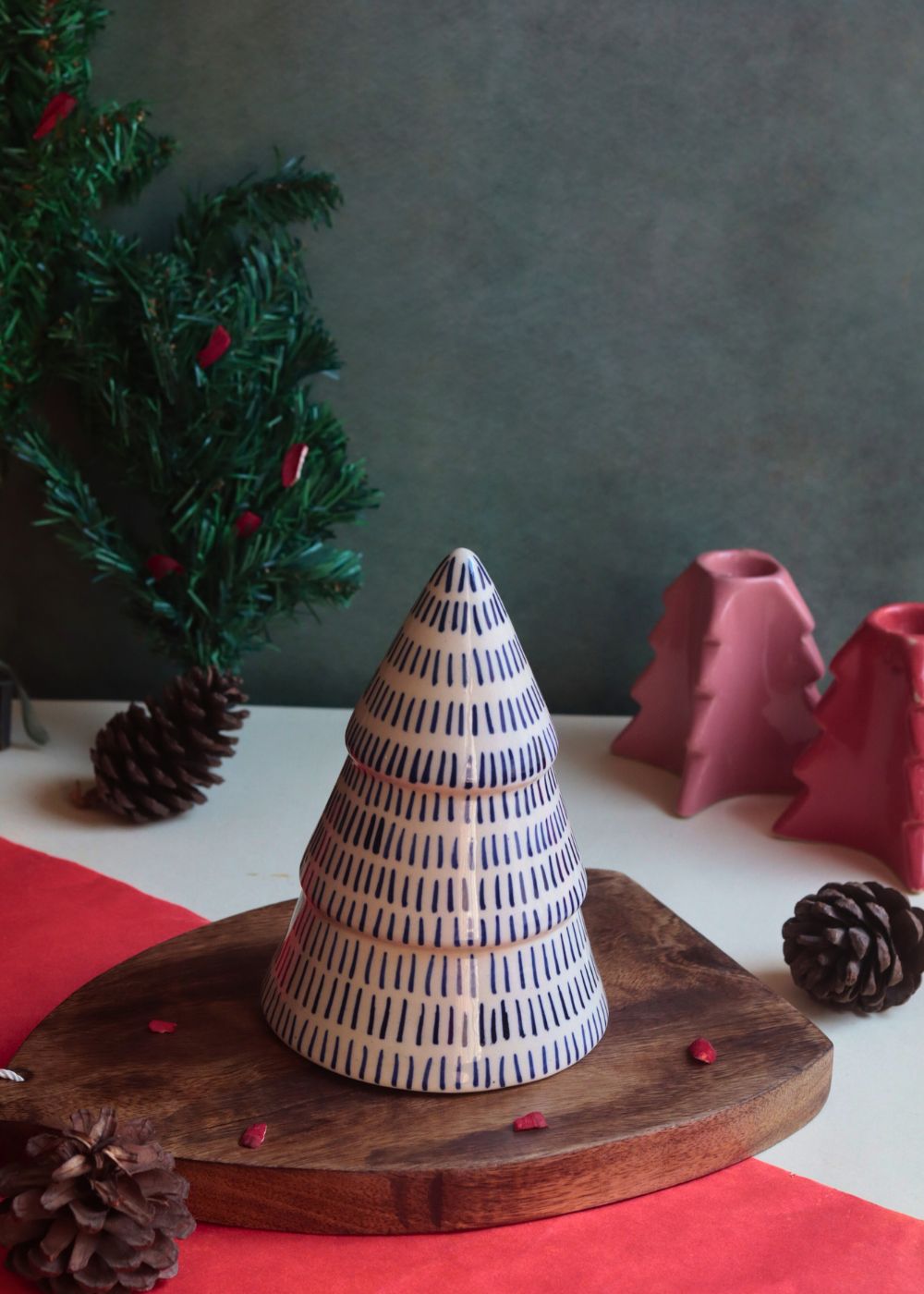 Blue Lined Christmas Tree handmade in india
