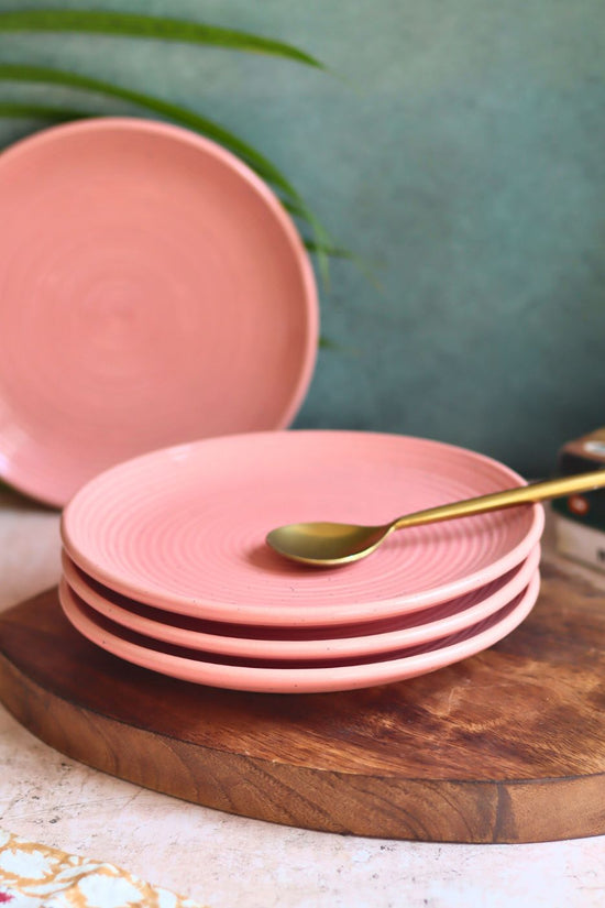 Set of 4 - Rosy Pink Quarter Plate with premium quality material