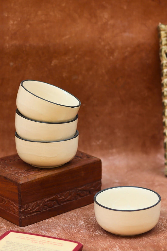 Set of 4 - Basic White Katori made by ceramic