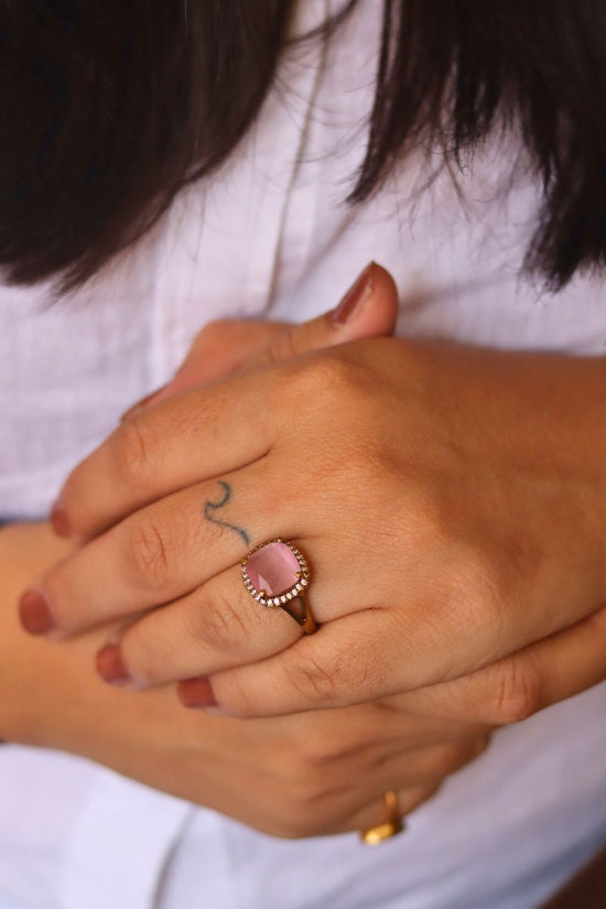 Anti tarnish Pink Dusk Ring