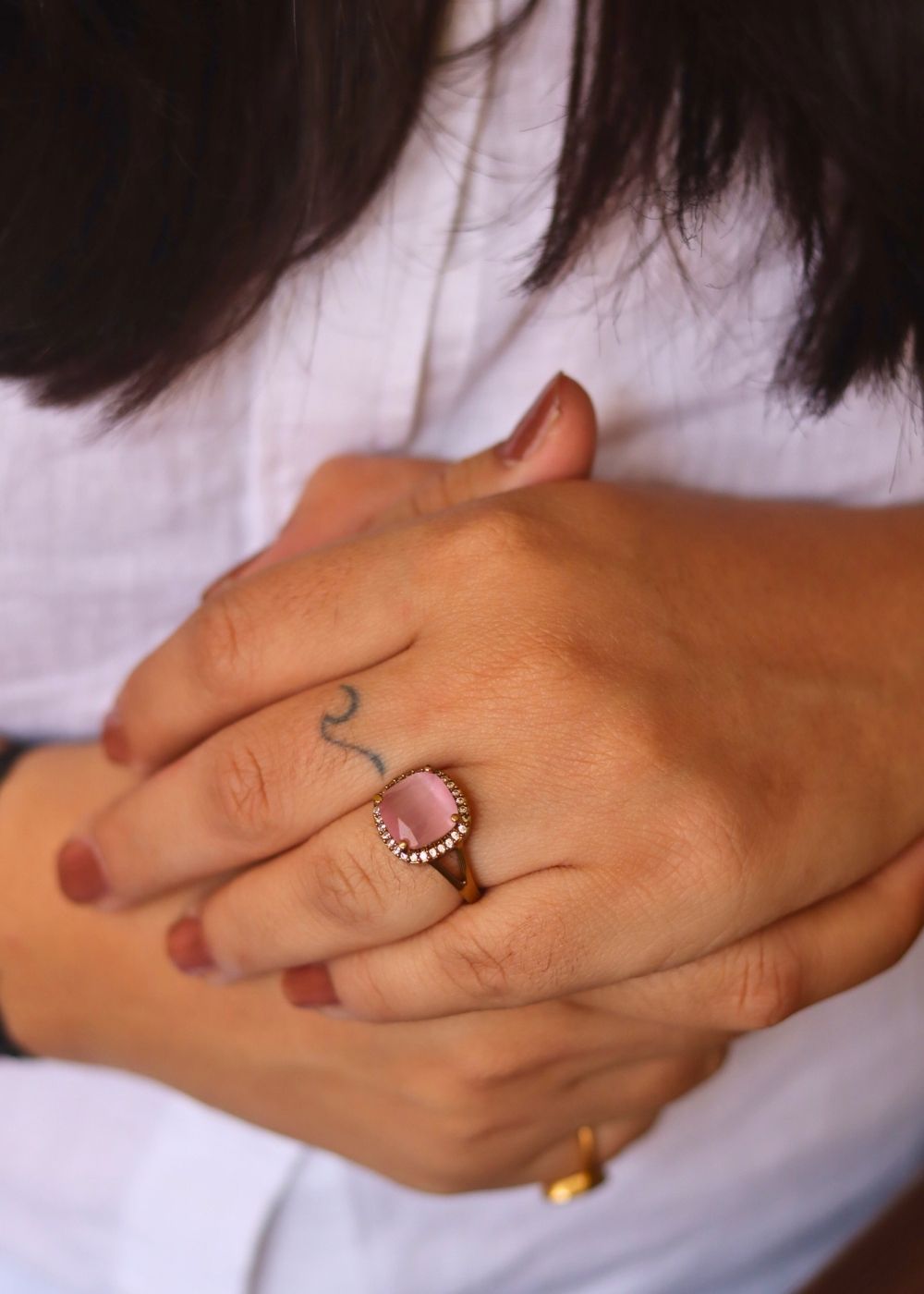 Anti tarnish Pink Dusk Ring