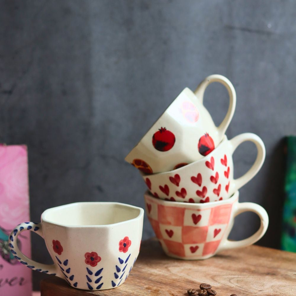 Handmade Set of 4 Pinteresty Coffee Mugs
