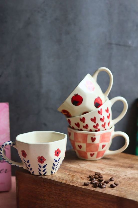 Handmade Set of 4 Pinteresty Coffee Mugs