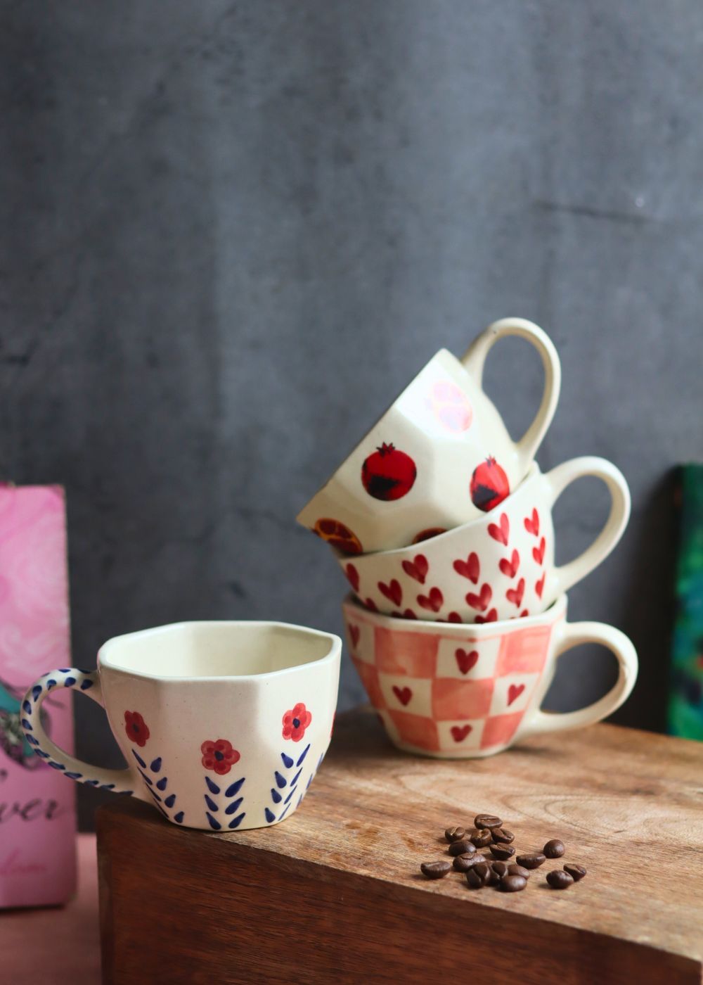 Handmade Set of 4 Pinteresty Coffee Mugs