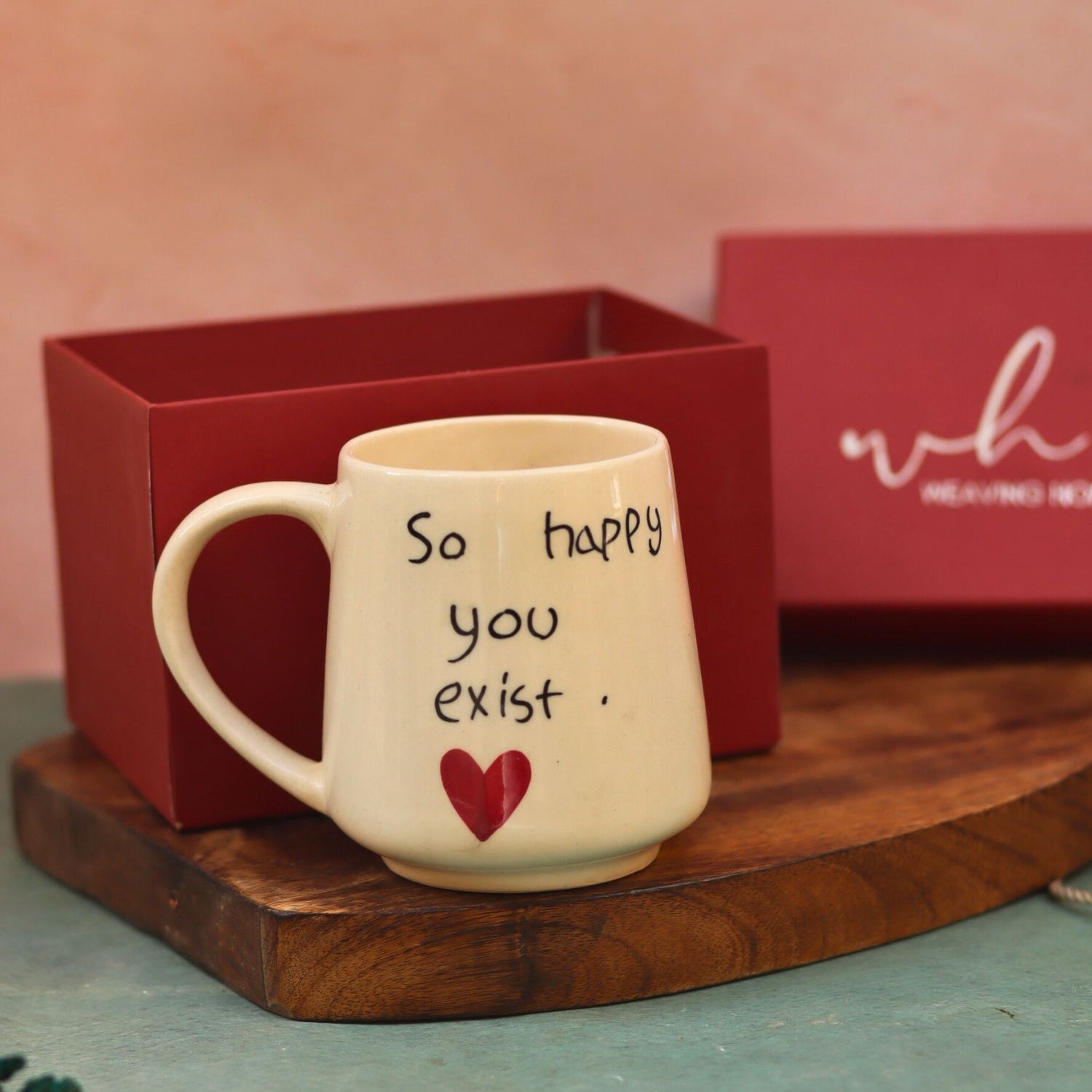 Handmade So happy you exist sweetheart mug in a Gift Box