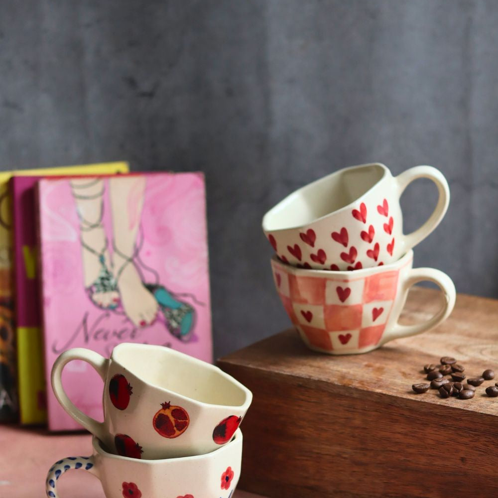 Set of 4 Pinteresty Coffee Mugs made by ceramic