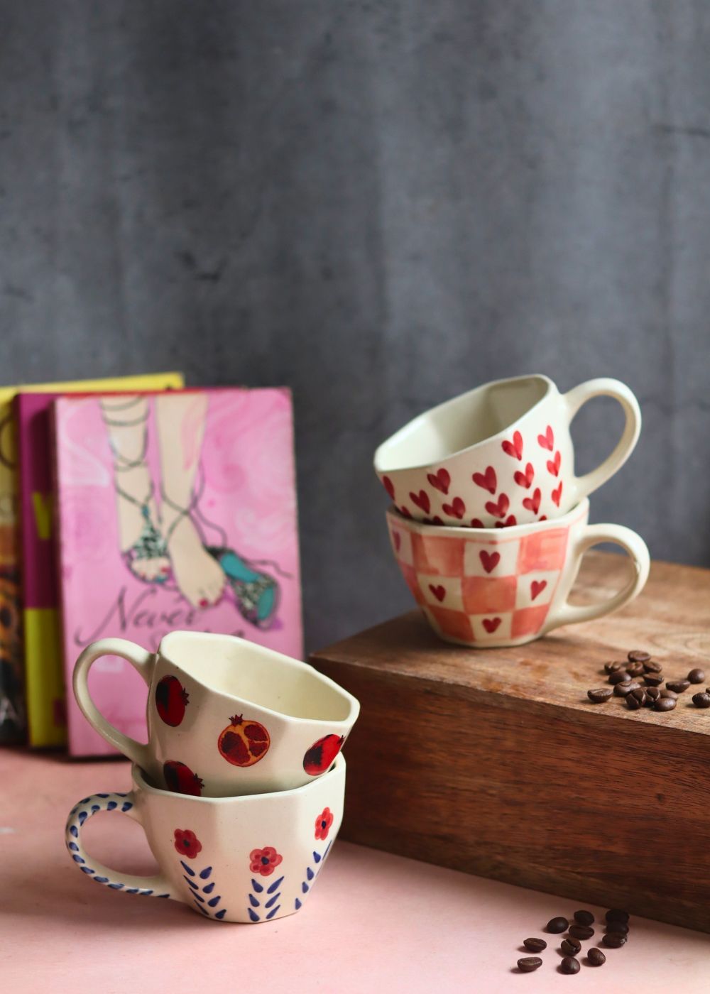 Set of 4 Pinteresty Coffee Mugs made by ceramic
