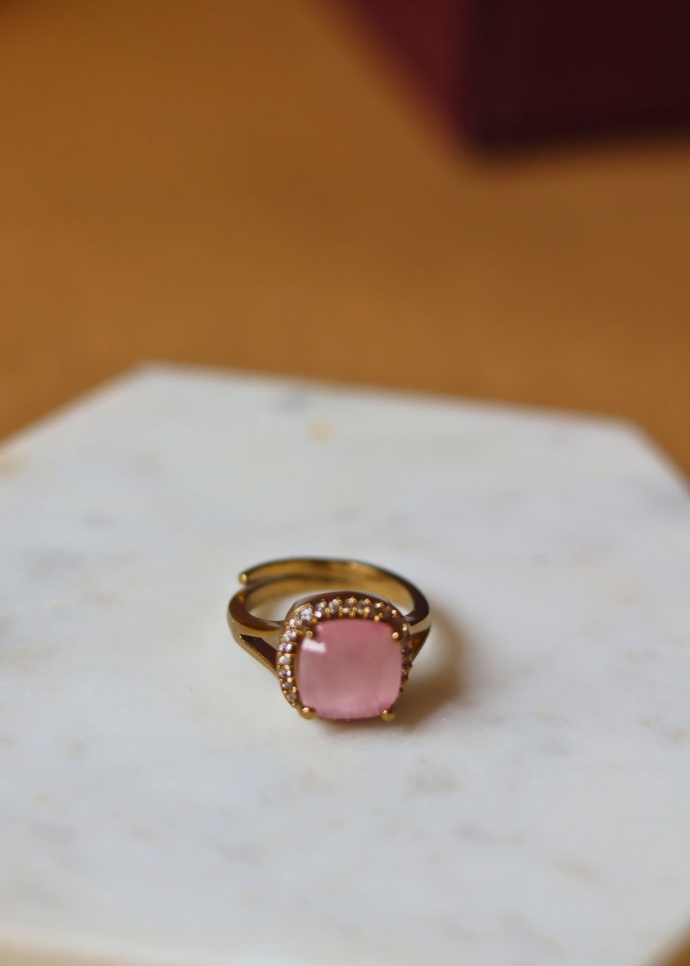 Pink Dusk Ring handmade in India