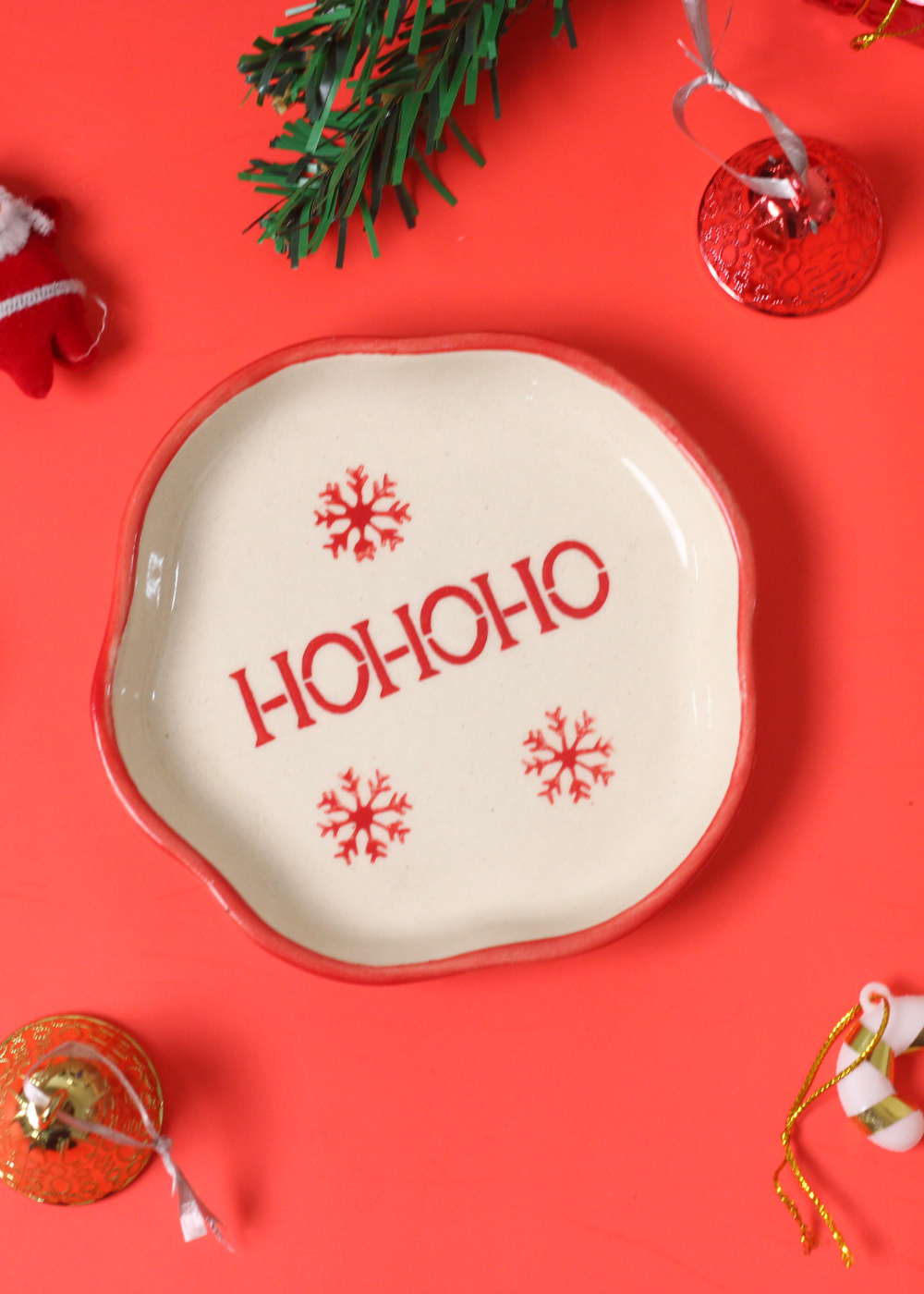 handmade HOHOHO dessert plate with beautifully design