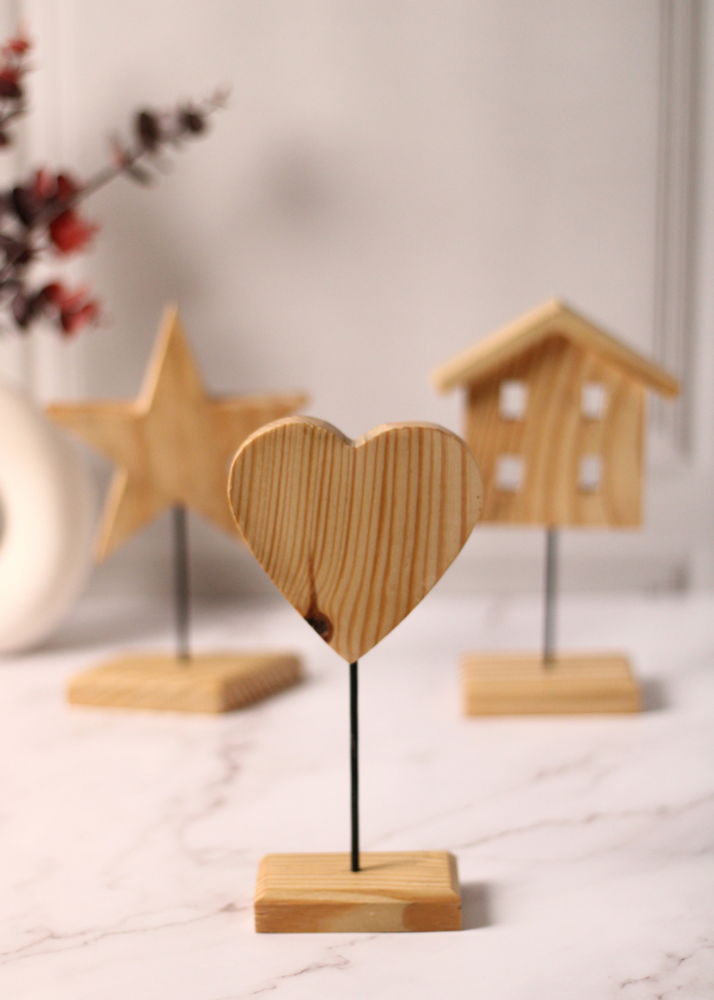 handmade wooden heart stand 