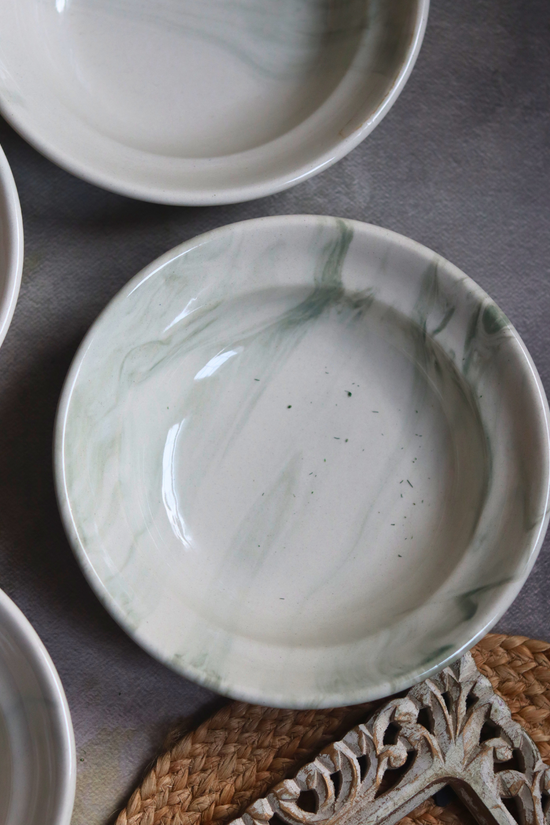 Green marble pasta plates 