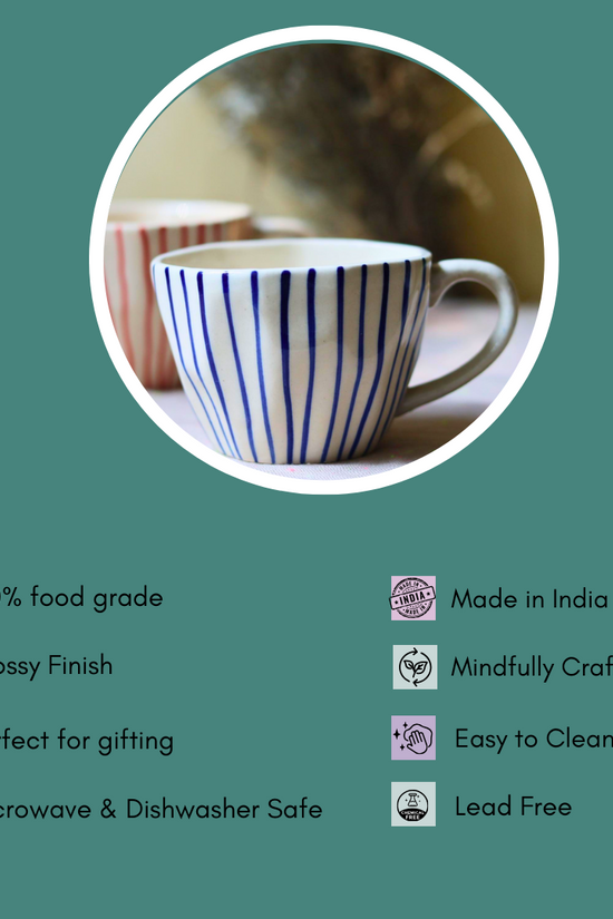 blue lined mug with details 