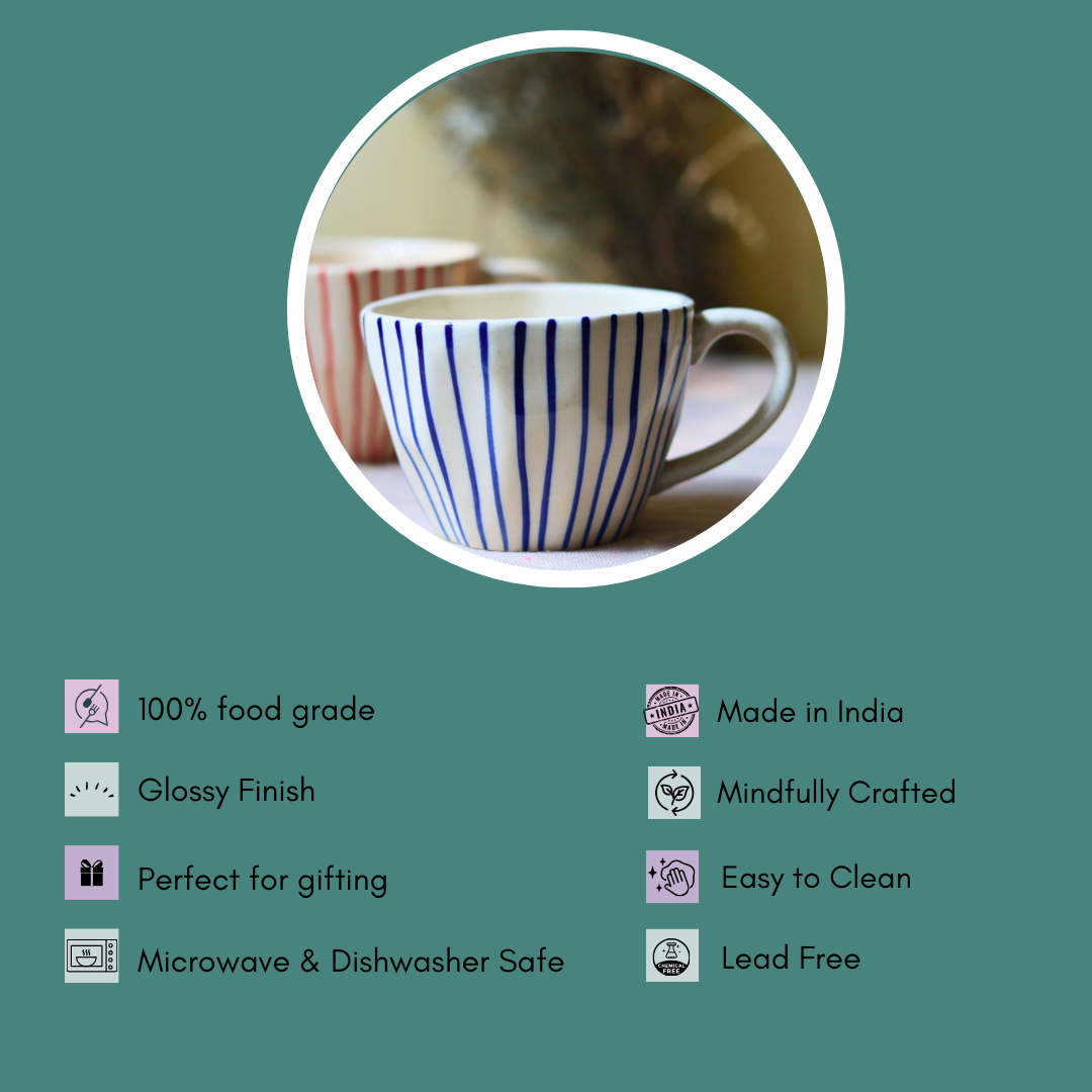 blue lined mug with details 
