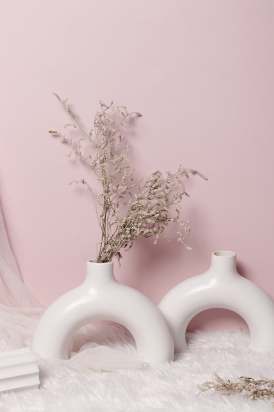 handmade white donut vase 