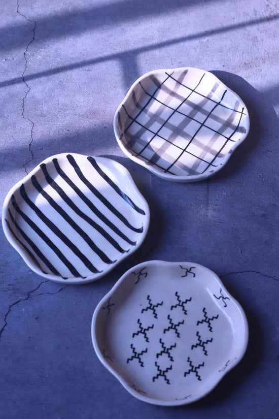 handmade Checks, Zebra & Crosses Handmade Dessert Plate