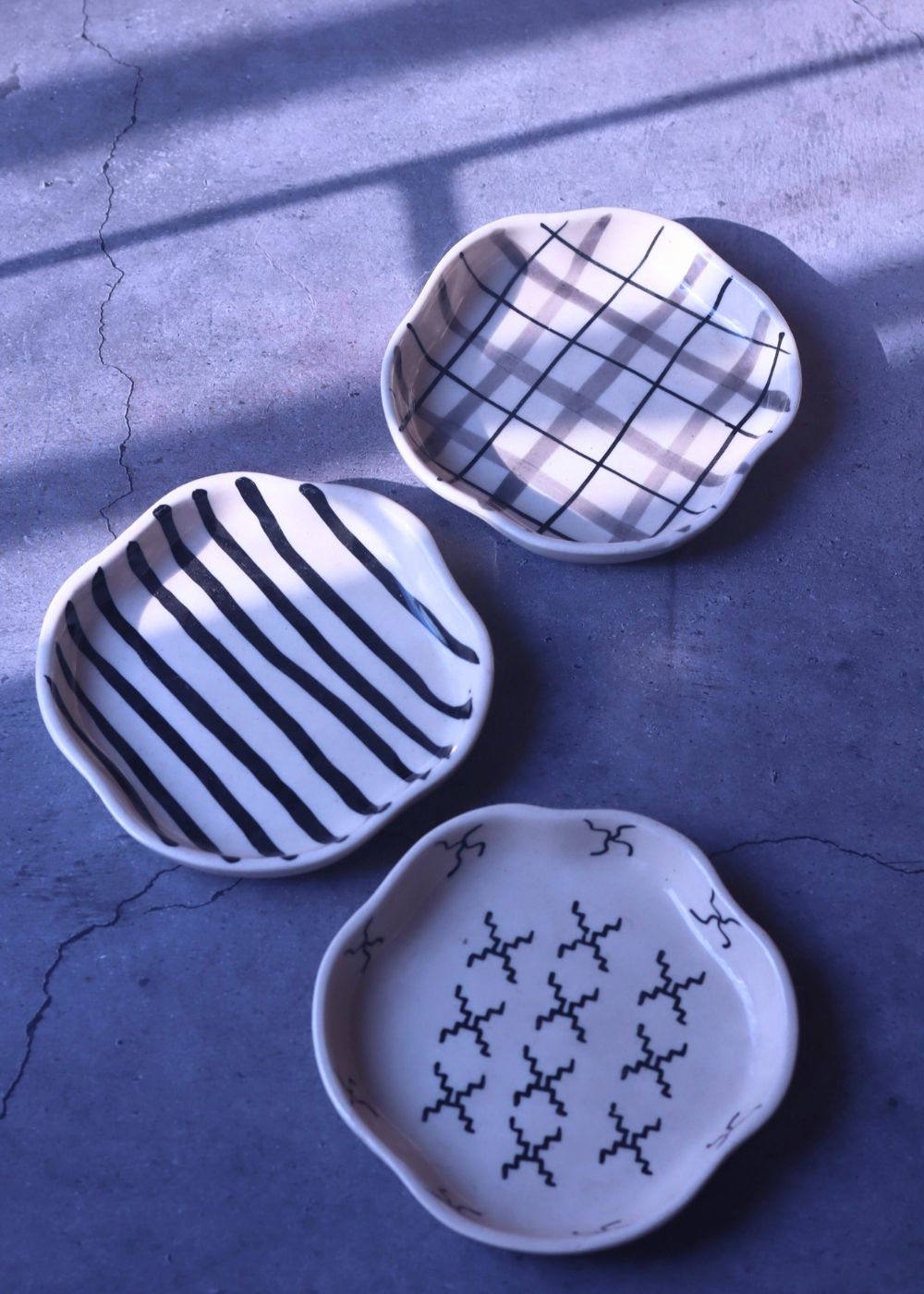 handmade Checks, Zebra & Crosses Handmade Dessert Plate